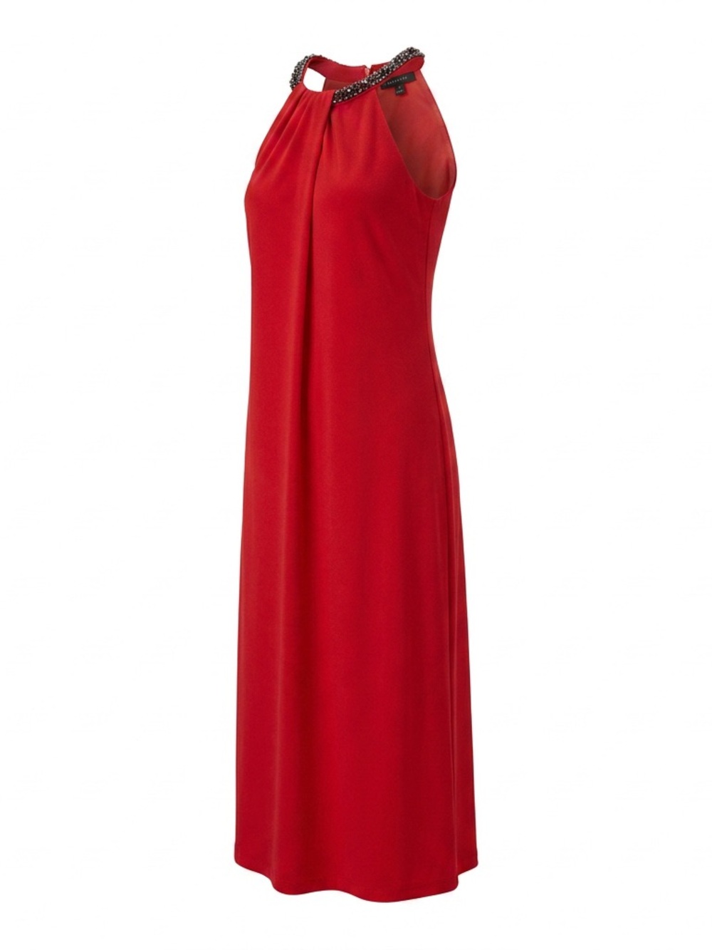 Esprit Red Beaded Halter Midi Dress
